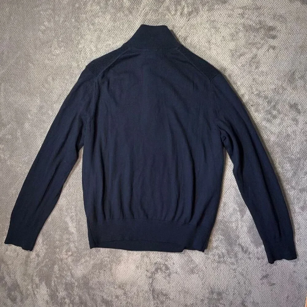 Banana Republic Men’s Large Merino Wool Blend Navy Snap Mock Neck Pullover Sweat
